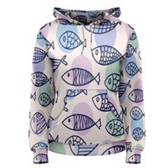 Love Fish Seaworld Swim Blue White Sea Water Cartoons Rainbow Polka Dots Women s Pullover Hoodie by Mariart