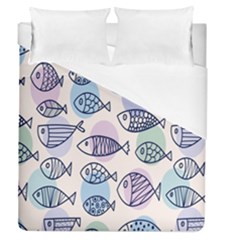 Love Fish Seaworld Swim Blue White Sea Water Cartoons Rainbow Polka Dots Duvet Cover (queen Size)