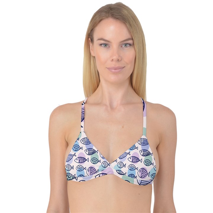 Love Fish Seaworld Swim Blue White Sea Water Cartoons Rainbow Polka Dots Reversible Tri Bikini Top