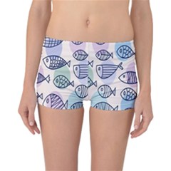 Love Fish Seaworld Swim Blue White Sea Water Cartoons Rainbow Polka Dots Reversible Boyleg Bikini Bottoms by Mariart