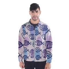 Love Fish Seaworld Swim Blue White Sea Water Cartoons Rainbow Polka Dots Wind Breaker (men)