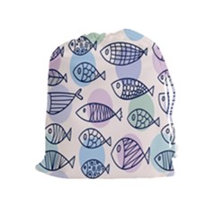 Love Fish Seaworld Swim Blue White Sea Water Cartoons Rainbow Polka Dots Drawstring Pouches (extra Large) by Mariart