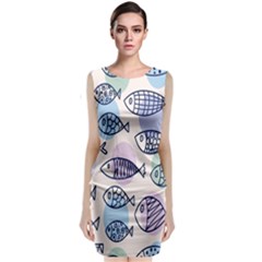 Love Fish Seaworld Swim Blue White Sea Water Cartoons Rainbow Polka Dots Classic Sleeveless Midi Dress