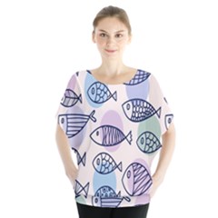 Love Fish Seaworld Swim Blue White Sea Water Cartoons Rainbow Polka Dots Blouse