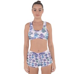 Love Fish Seaworld Swim Blue White Sea Water Cartoons Rainbow Polka Dots Racerback Boyleg Bikini Set