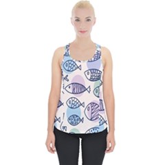 Love Fish Seaworld Swim Blue White Sea Water Cartoons Rainbow Polka Dots Piece Up Tank Top by Mariart