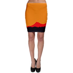 Mountains Natural Orange Red Black Bodycon Skirt