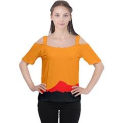 Mountains Natural Orange Red Black Cutout Shoulder Tee