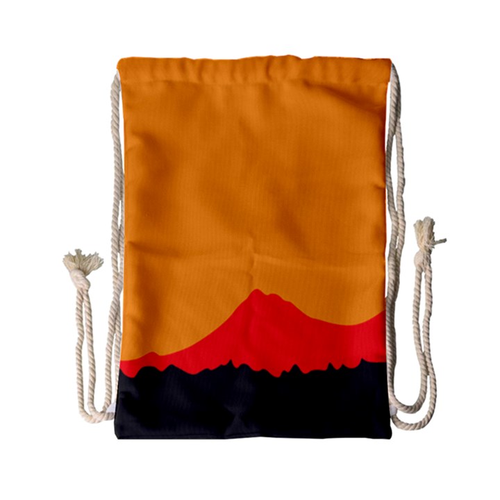 Mountains Natural Orange Red Black Drawstring Bag (Small)