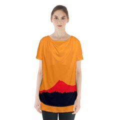 Mountains Natural Orange Red Black Skirt Hem Sports Top