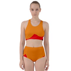 Mountains Natural Orange Red Black Racer Back Bikini Set