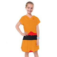 Mountains Natural Orange Red Black Kids  Drop Waist Dress