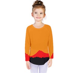 Mountains Natural Orange Red Black Kids  Long Sleeve Tee