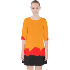 Mountains Natural Orange Red Black Pocket Dress