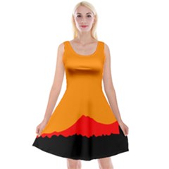 Mountains Natural Orange Red Black Reversible Velvet Sleeveless Dress