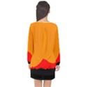 Mountains Natural Orange Red Black Long Sleeve Chiffon Shift Dress  View2