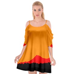 Mountains Natural Orange Red Black Cutout Spaghetti Strap Chiffon Dress