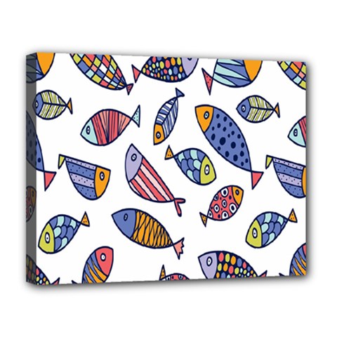 Love Fish Seaworld Swim Rainbow Cartoons Canvas 14  X 11 