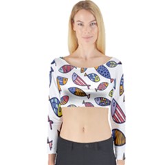 Love Fish Seaworld Swim Rainbow Cartoons Long Sleeve Crop Top