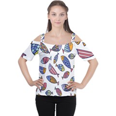 Love Fish Seaworld Swim Rainbow Cartoons Cutout Shoulder Tee