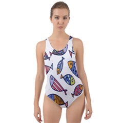 Love Fish Seaworld Swim Rainbow Cartoons Cut-out Back One Piece Swimsuit