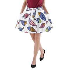 Love Fish Seaworld Swim Rainbow Cartoons A-line Pocket Skirt