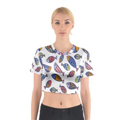 Love Fish Seaworld Swim Rainbow Cartoons Cotton Crop Top by Mariart