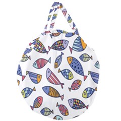 Love Fish Seaworld Swim Rainbow Cartoons Giant Round Zipper Tote