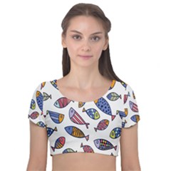 Love Fish Seaworld Swim Rainbow Cartoons Velvet Crop Top