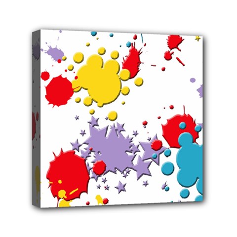 Paint Splash Rainbow Star Mini Canvas 6  X 6 