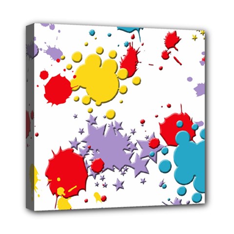 Paint Splash Rainbow Star Mini Canvas 8  X 8 