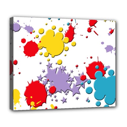 Paint Splash Rainbow Star Deluxe Canvas 24  X 20  