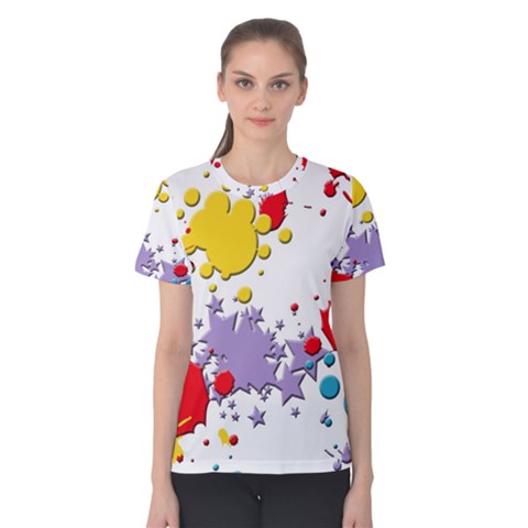 Paint Splash Rainbow Star Women s Cotton Tee by Mariart