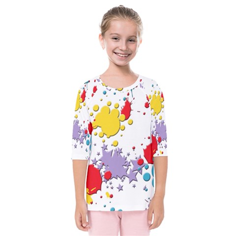 Paint Splash Rainbow Star Kids  Quarter Sleeve Raglan Tee by Mariart