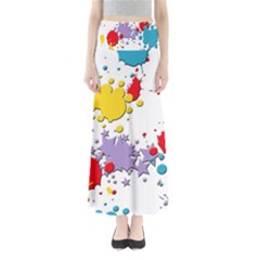 Paint Splash Rainbow Star Full Length Maxi Skirt