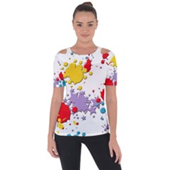 Paint Splash Rainbow Star Short Sleeve Top by Mariart