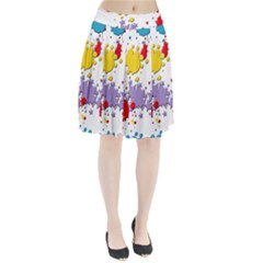 Paint Splash Rainbow Star Pleated Skirt