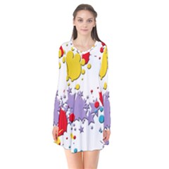 Paint Splash Rainbow Star Flare Dress by Mariart