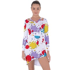 Paint Splash Rainbow Star Asymmetric Cut-out Shift Dress by Mariart