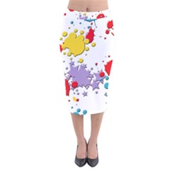 Paint Splash Rainbow Star Velvet Midi Pencil Skirt