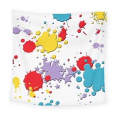 Paint Splash Rainbow Star Square Tapestry (large) by Mariart