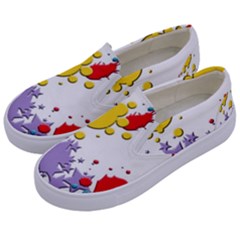 Paint Splash Rainbow Star Kids  Canvas Slip Ons by Mariart