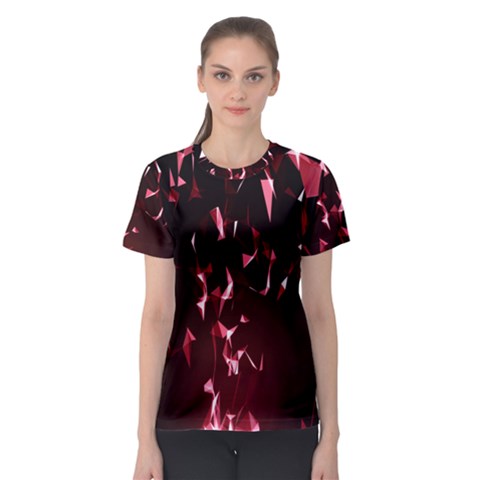 Lying Red Triangle Particles Dark Motion Women s Sport Mesh Tee by Mariart