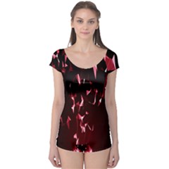 Lying Red Triangle Particles Dark Motion Boyleg Leotard  by Mariart