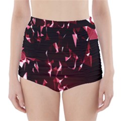 Lying Red Triangle Particles Dark Motion High-waisted Bikini Bottoms