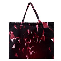 Lying Red Triangle Particles Dark Motion Zipper Large Tote Bag