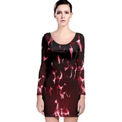 Lying Red Triangle Particles Dark Motion Long Sleeve Velvet Bodycon Dress