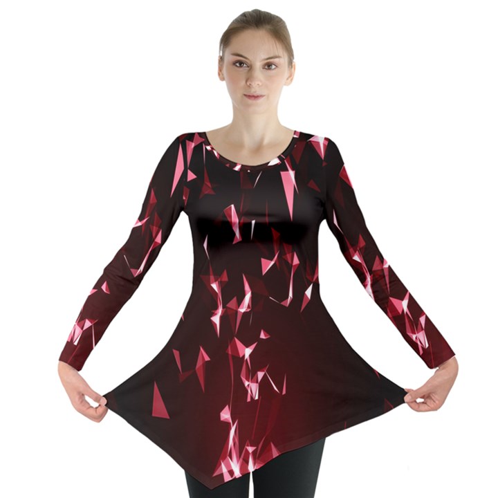 Lying Red Triangle Particles Dark Motion Long Sleeve Tunic 