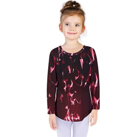 Lying Red Triangle Particles Dark Motion Kids  Long Sleeve Tee by Mariart