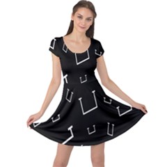 Pit White Black Sign Pattern Cap Sleeve Dress by Mariart